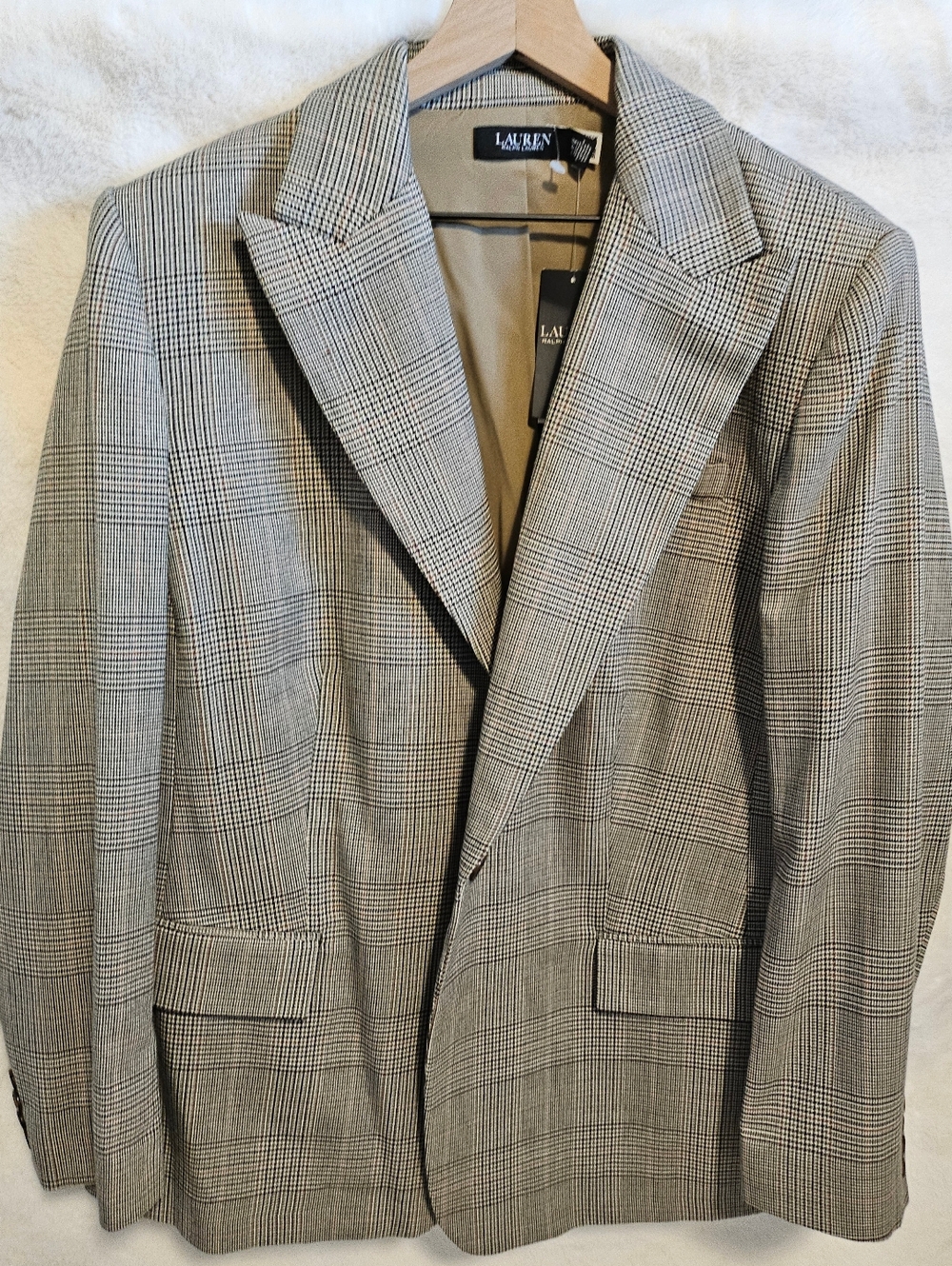 Lauren Ralph Lauren Women's Long-sleeve Plaid Blazer Color Brown  Beige Size 20W